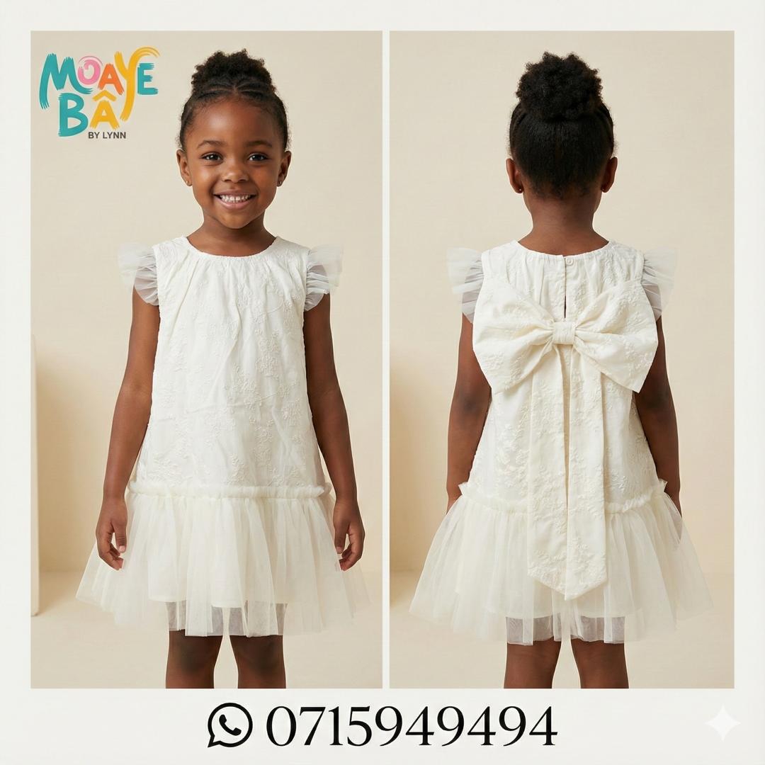 Robe Blanche Cérémonie Nœud Dos – PROMOTION 🎀