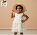 Robe Tulle Ivoire à Volants & Fleurs 3D – 3 ans