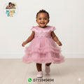 Robe de Cérémonie Bébé Fille – Tulle Multicouches (Rose & Blanc) (Promotion)