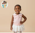 Ensemble 2 pièces Lapin Rose – Top marin & Jupe tulle à volants Promotion