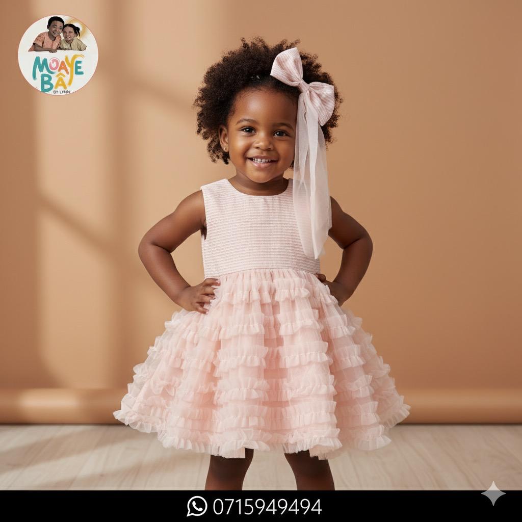 Robe Tulle à Volants Rose – Promotion