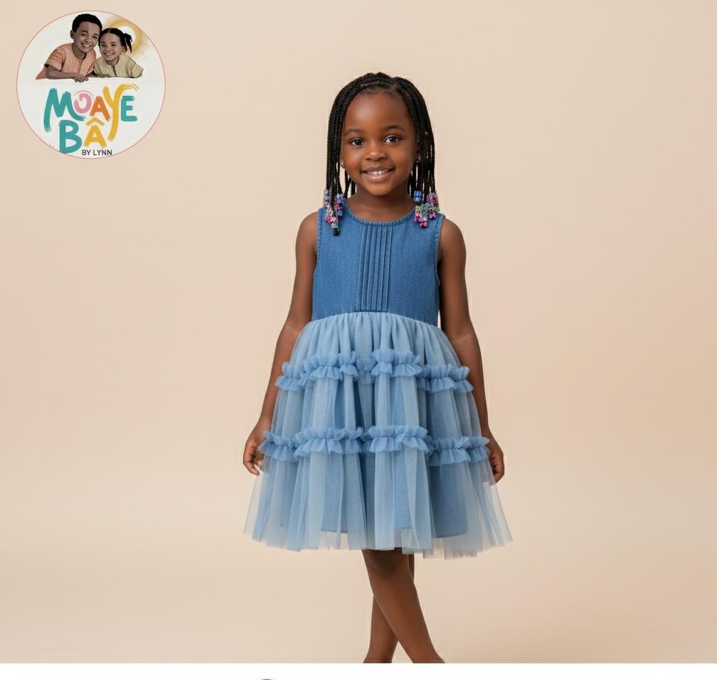 Robe en Tulle Bleu – Coton | 3 à 6 ans