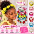 Couronnes de fleurs pour fille en jaune, rose, fuchsia, rouge, bleu et blanc, référence 20501CP