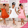 Robes de cérémonie fille à fleurs 3D en terracotta, blanc et rose, réf. 26801