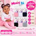 Collants pour bébé fille 3805-5 en plusieurs coloris, présentés avec une enfant portant des collants roses.