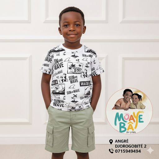 Ensemble T-shirt Sun and Wave + Short Cargo Garçon Promotion