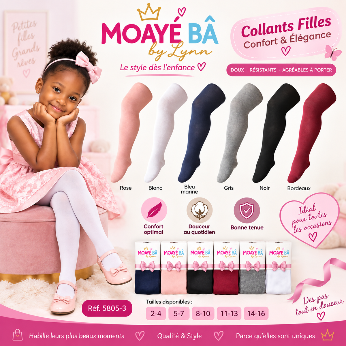 Collants fille doux et extensibles – Réf. 5805-3
