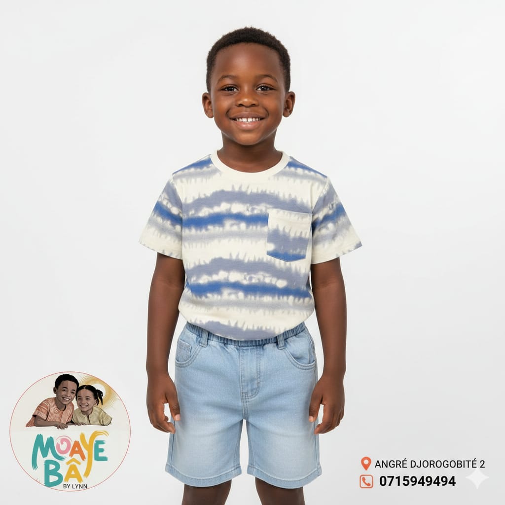 Ensemble Tie-Dye Garçon – T-shirt & Short Jean Promotion