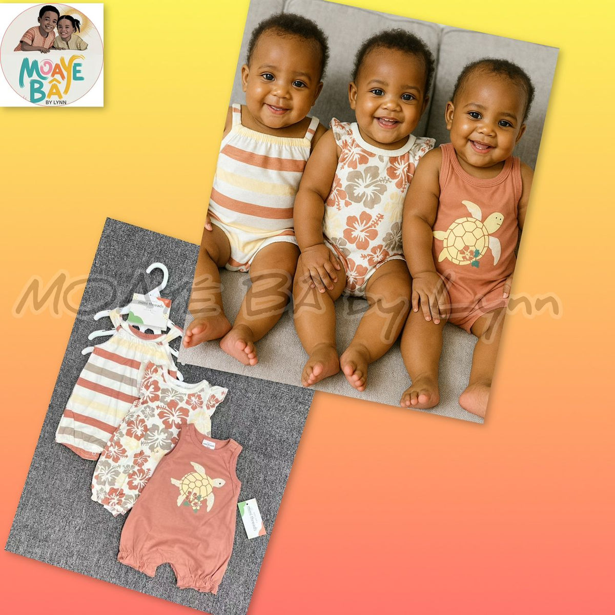 Lot de 3 Barboteuses Bébé – Collection Été
