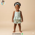 Ensemble 3 pièces Bébé Fille – Top, Bloomer & Bandeau Jaune Soleil (Promotion)