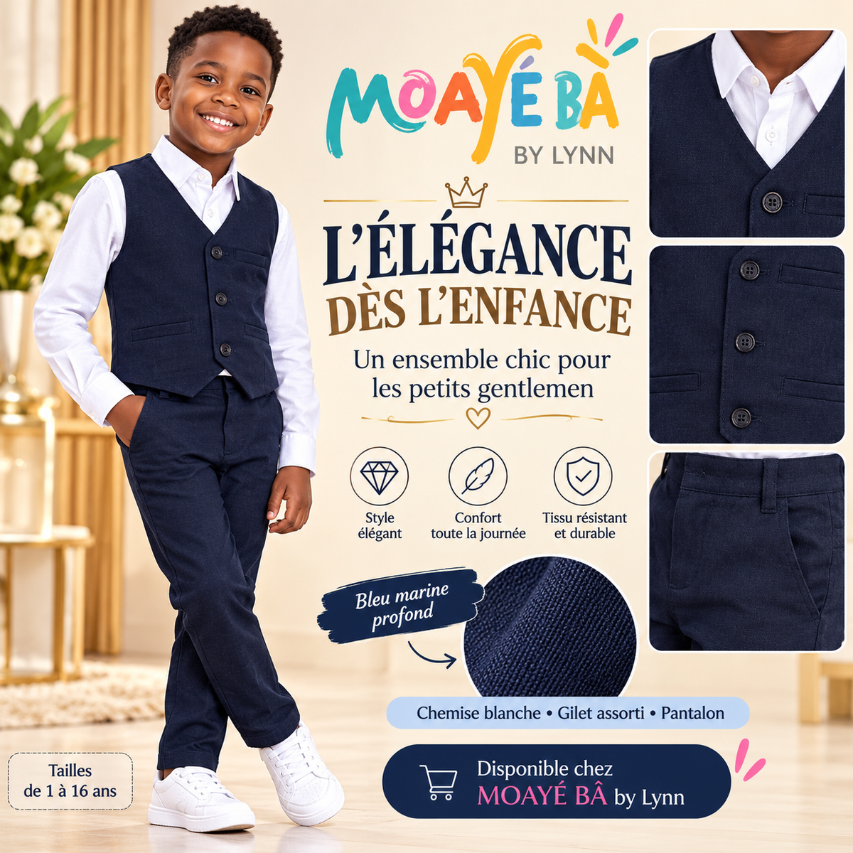 Ensemble de cérémonie garçon 4 pièces – RF 2076