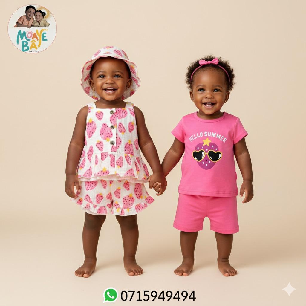 Ensemble 2 pièces bébé fille – Collection Été Tropical & Fraise
