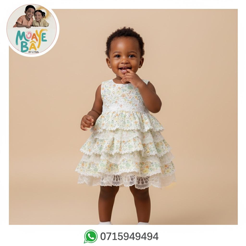 Robe à Volants Fleurie en Dentelle – Bébé Fille (Promotion)