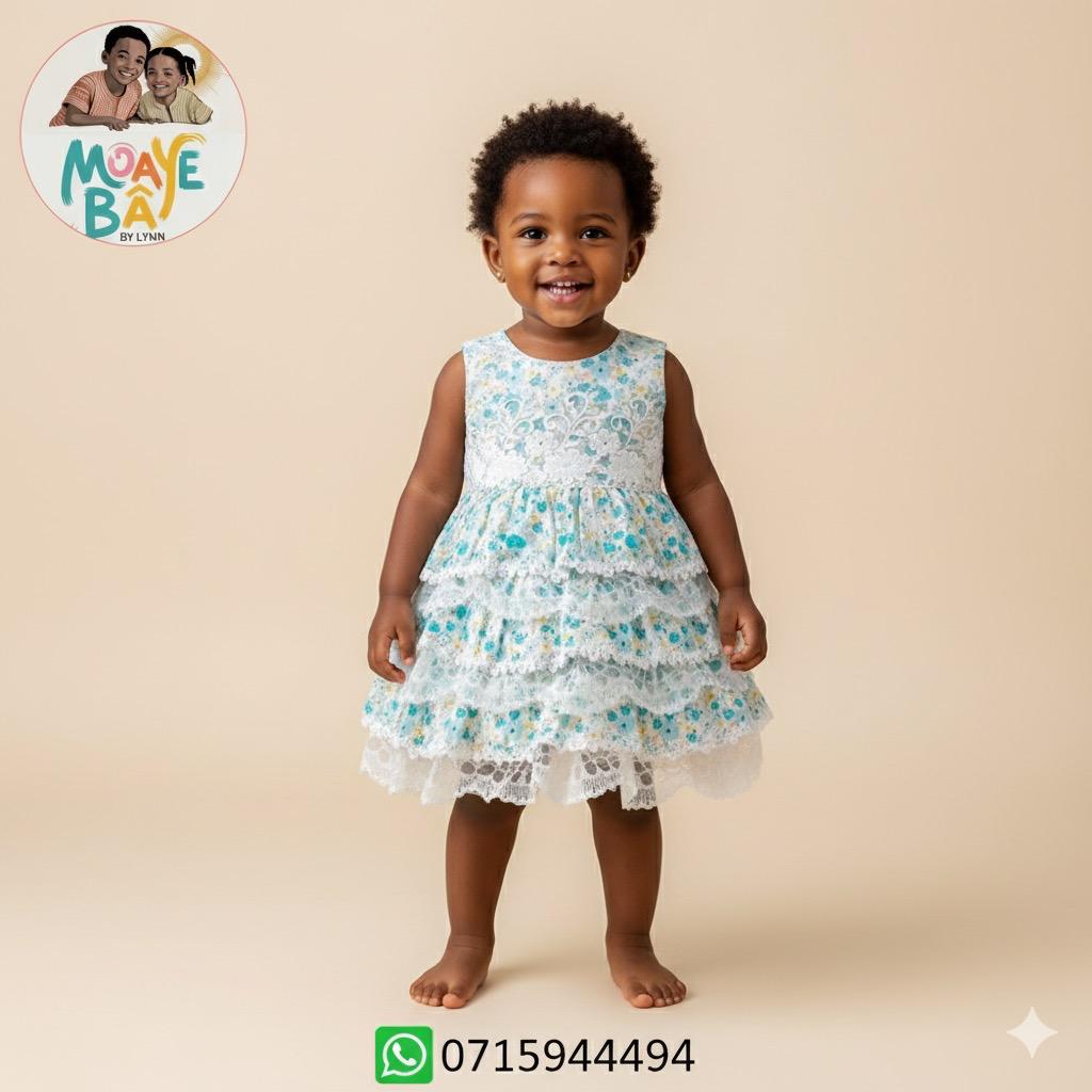 Robe à Volants Fleurie en Dentelle – Bébé Fille (Promotion)