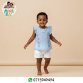 Ensemble 2 Pièces Bébé Fille – Top à Volants Pois & Short Blanc (Promotion)