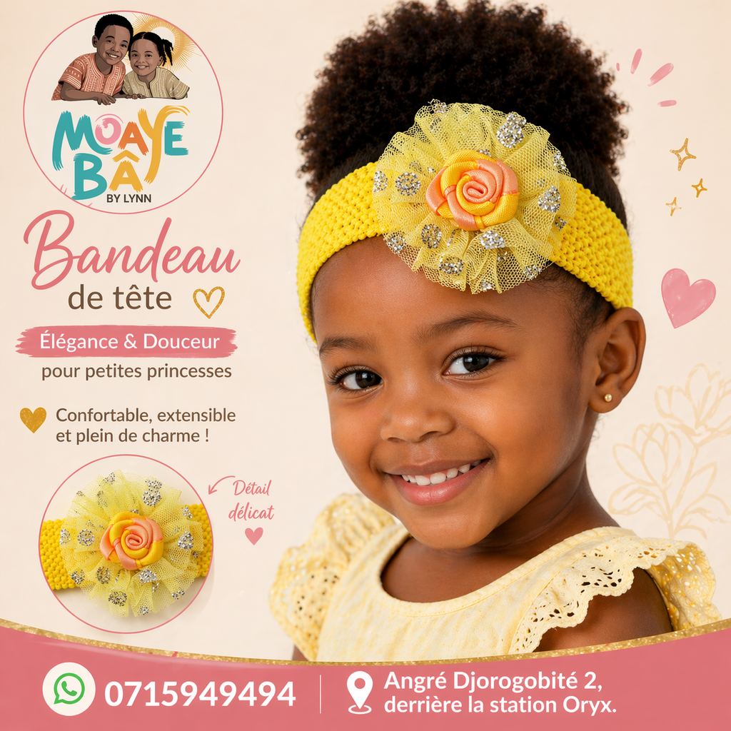 Bandeau de Tête Fleuri pour Fille – Élégance & Douceur | MOAYÉ BÂ by Lynn