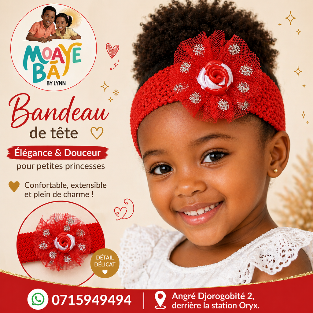 Bandeau de Tête Fleuri pour Fille – Élégance & Douceur | MOAYÉ BÂ by Lynn