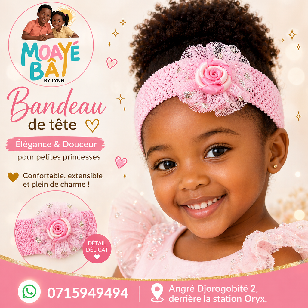Bandeau de Tête Fleuri pour Fille – Élégance & Douceur | MOAYÉ BÂ by Lynn