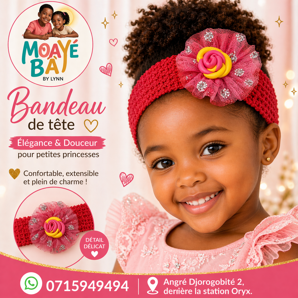 Bandeau de Tête Fleuri pour Fille – Élégance & Douceur | MOAYÉ BÂ by Lynn