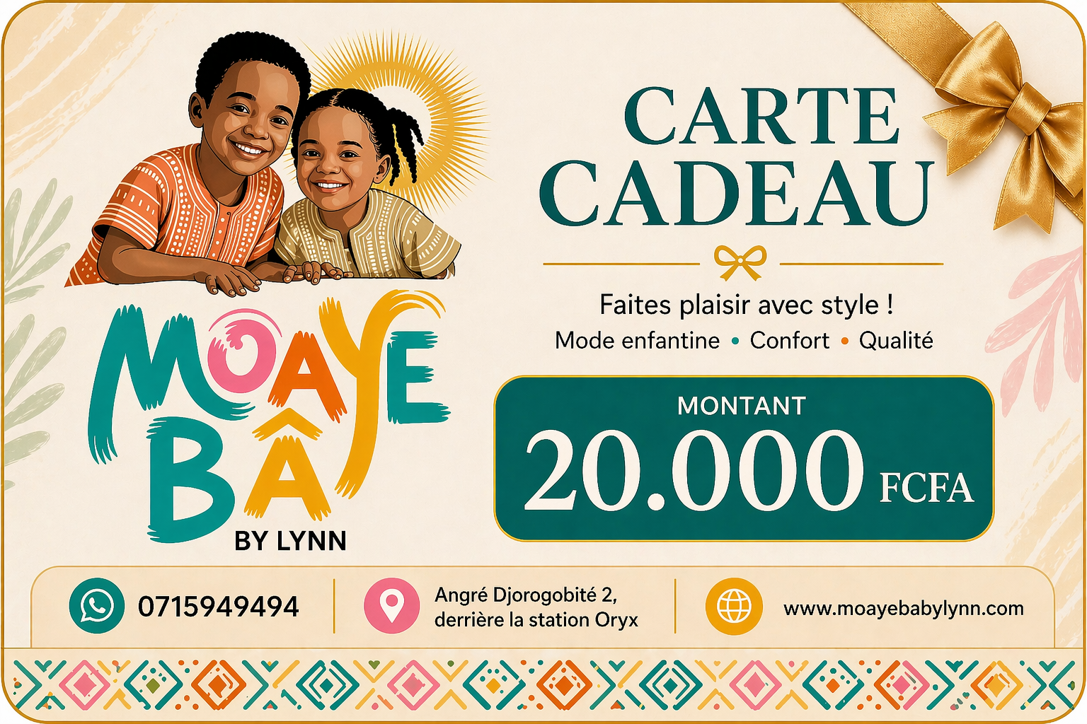 Carte Cadeau MOAYÉ BÂ by Lynn