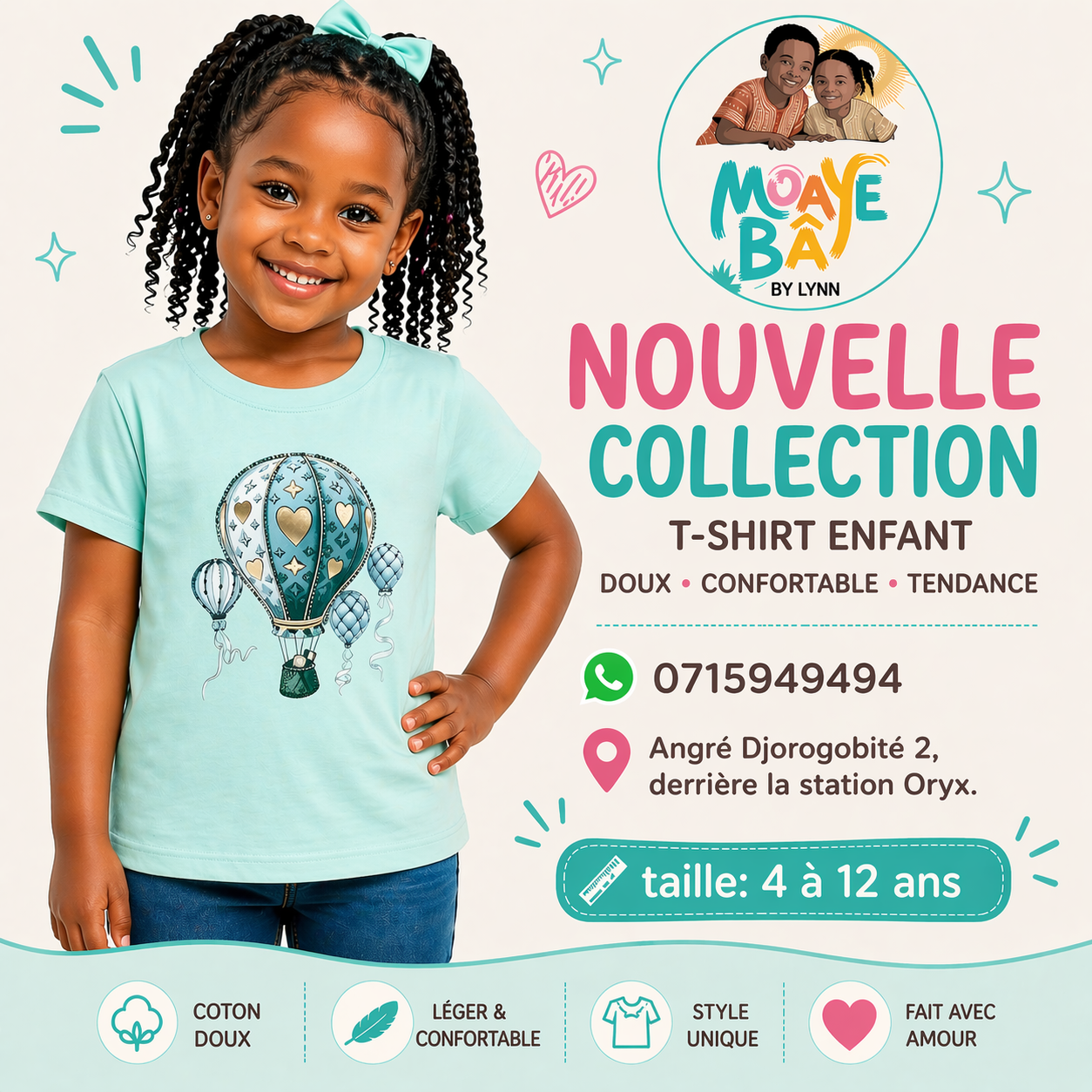 T-shirt Enfant Montgolfières à Cœurs