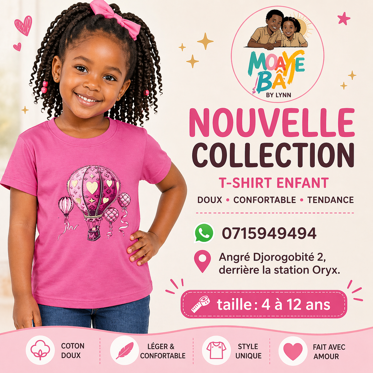T-shirt Enfant Montgolfières à Cœurs