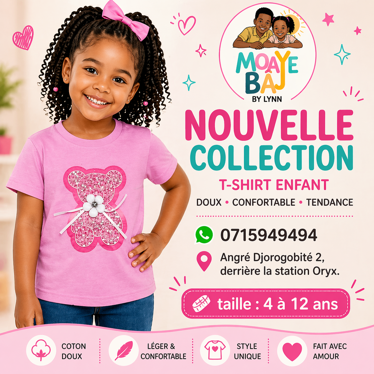 T-shirt Enfant Ourson Paillettes