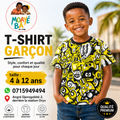 T-shirt Garçon Graphique Monstre Jaune