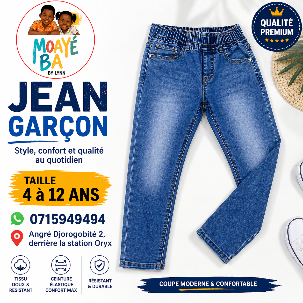 Jean Enfant Garçon - Denim Bleu Délavé - HA 1582