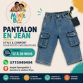 Pantalon Cargo en Jean Garçon - Bleu Délavé