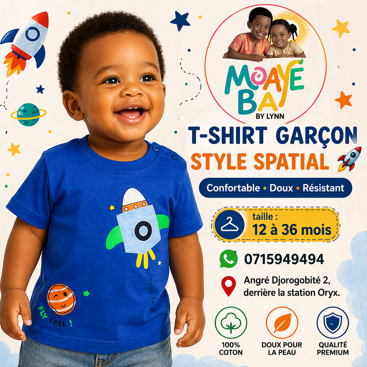 T-shirt Enfant Fusée Spatiale