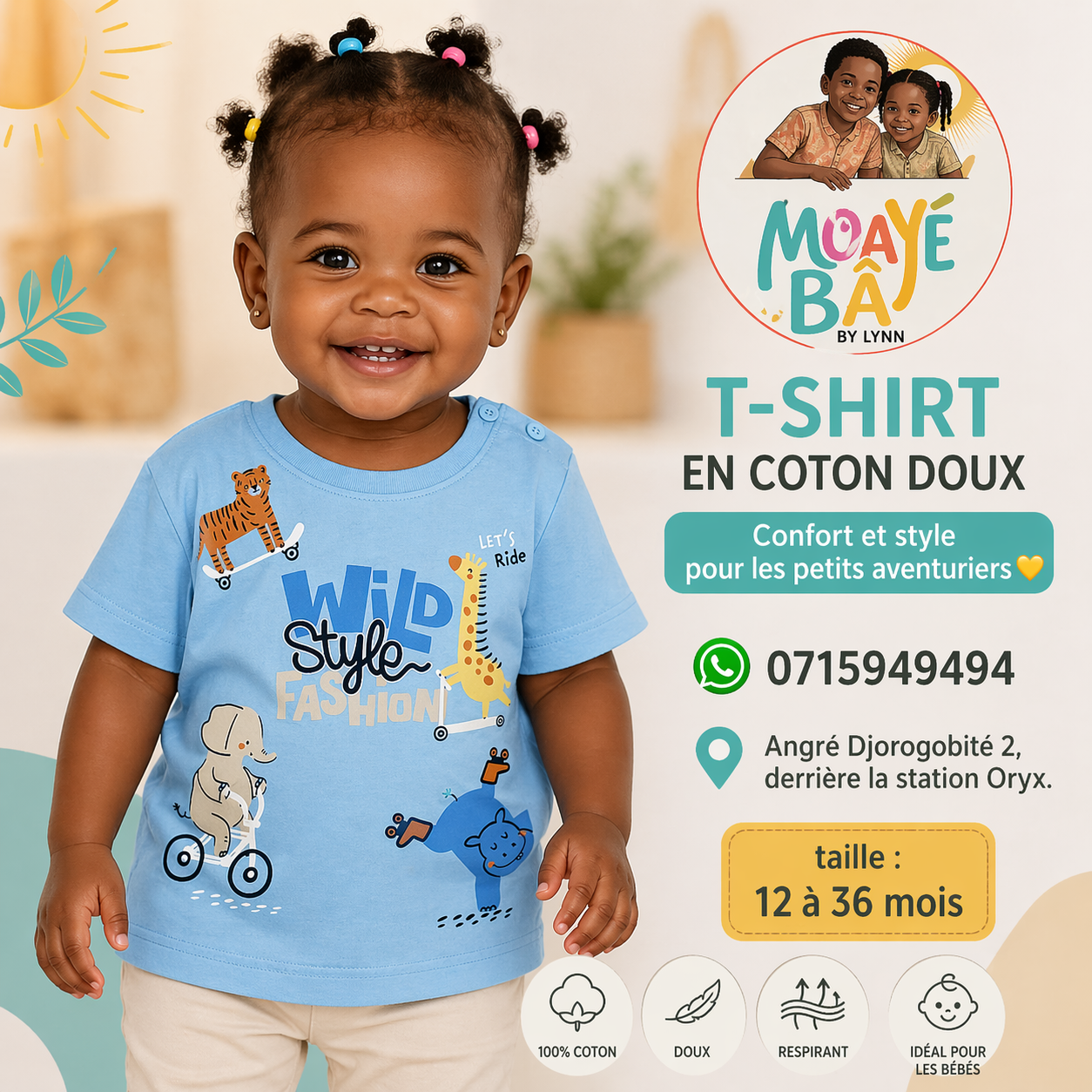 T-shirt Enfant Wild Style - Animaux sur Roulettes