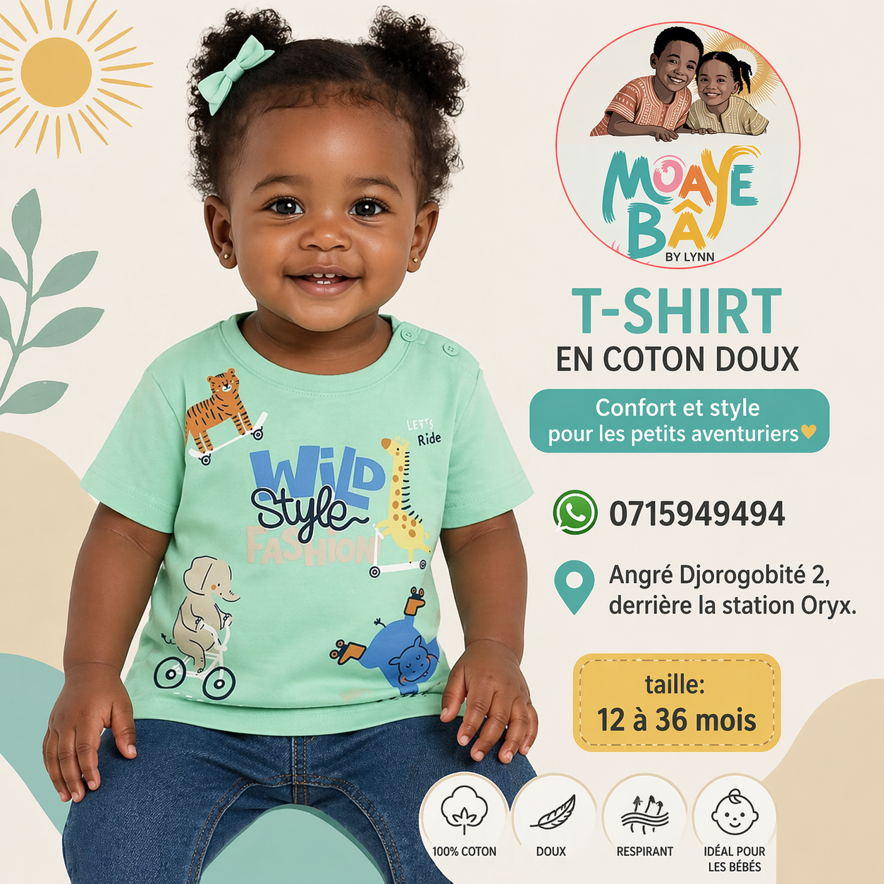 T-shirt Enfant Wild Style - Animaux sur Roulettes