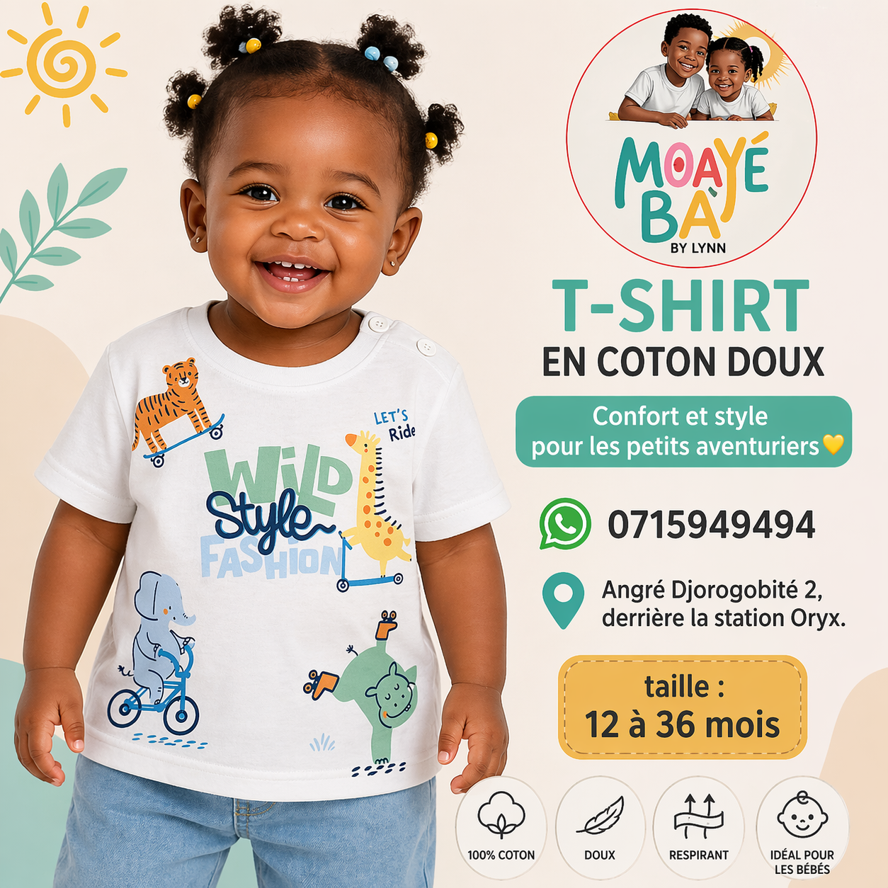 T-shirt Enfant Wild Style - Animaux sur Roulettes