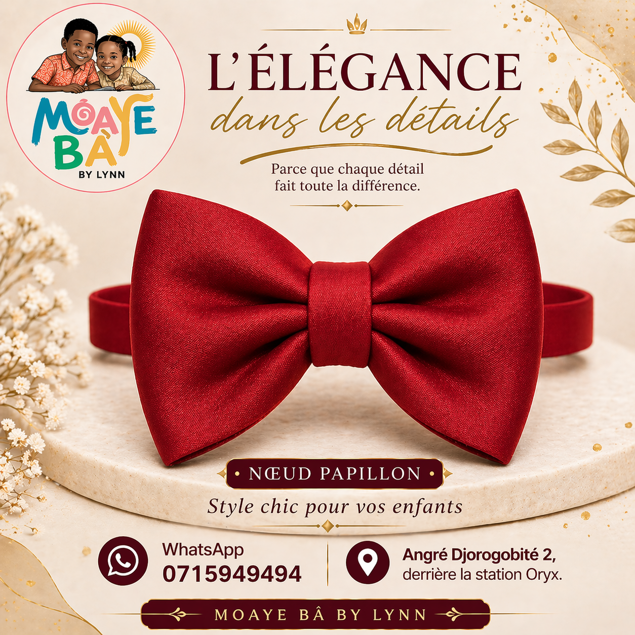 Nœud Papillon Élégant pour Enfant - Accessoire de Cérémonie