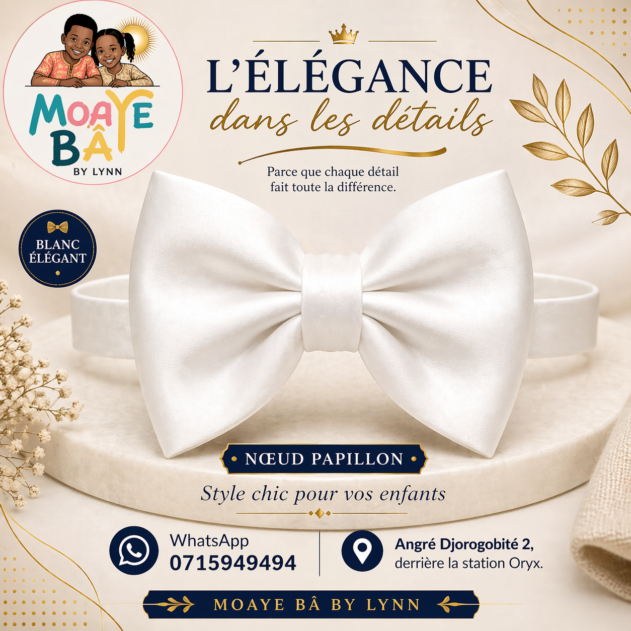 Nœud Papillon Élégant pour Enfant - Accessoire de Cérémonie