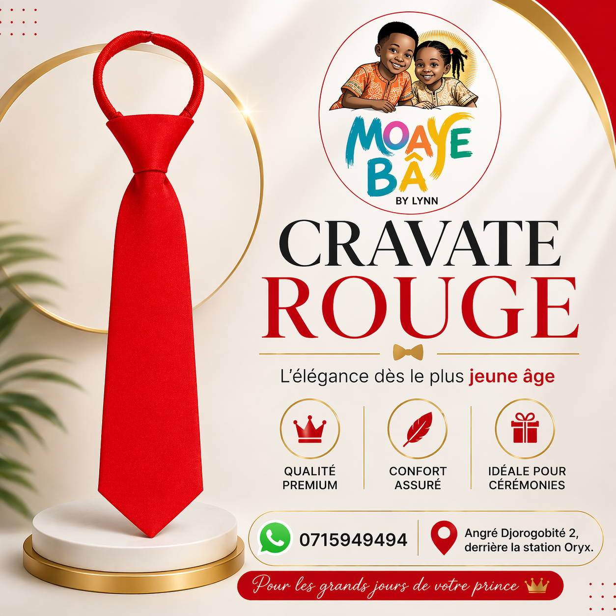 Cravate Élégante pour Enfant - Cérémonie et Occasions Spéciales
