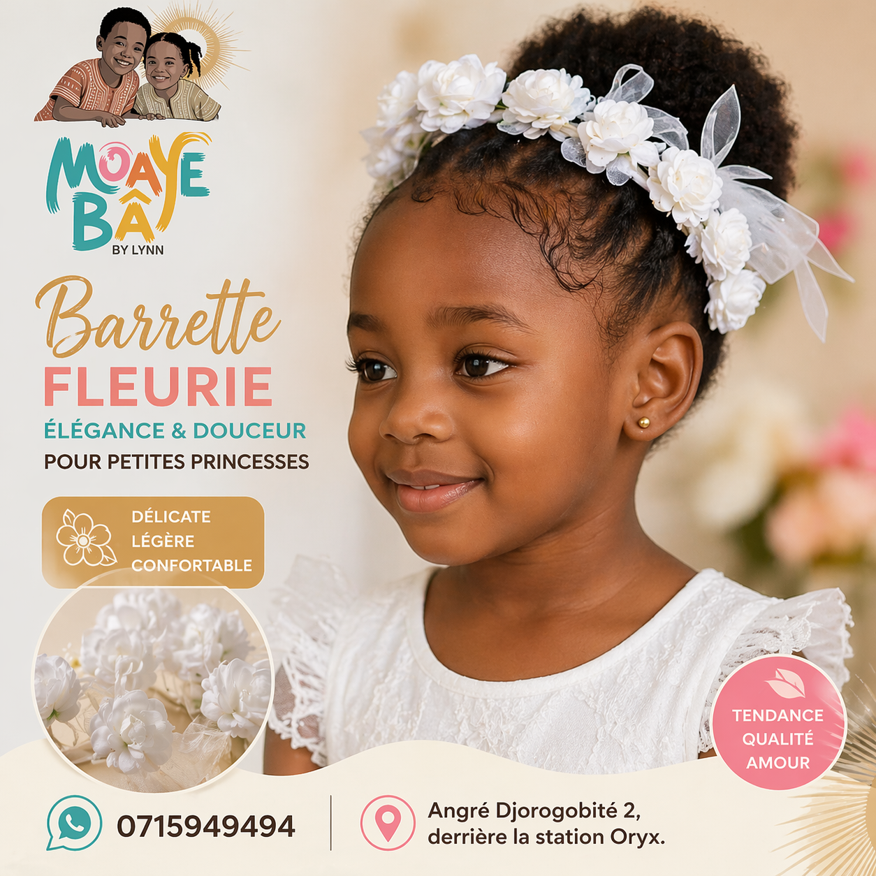 Barrette Fleurie – Élégance & Douceur pour Petites Princesses