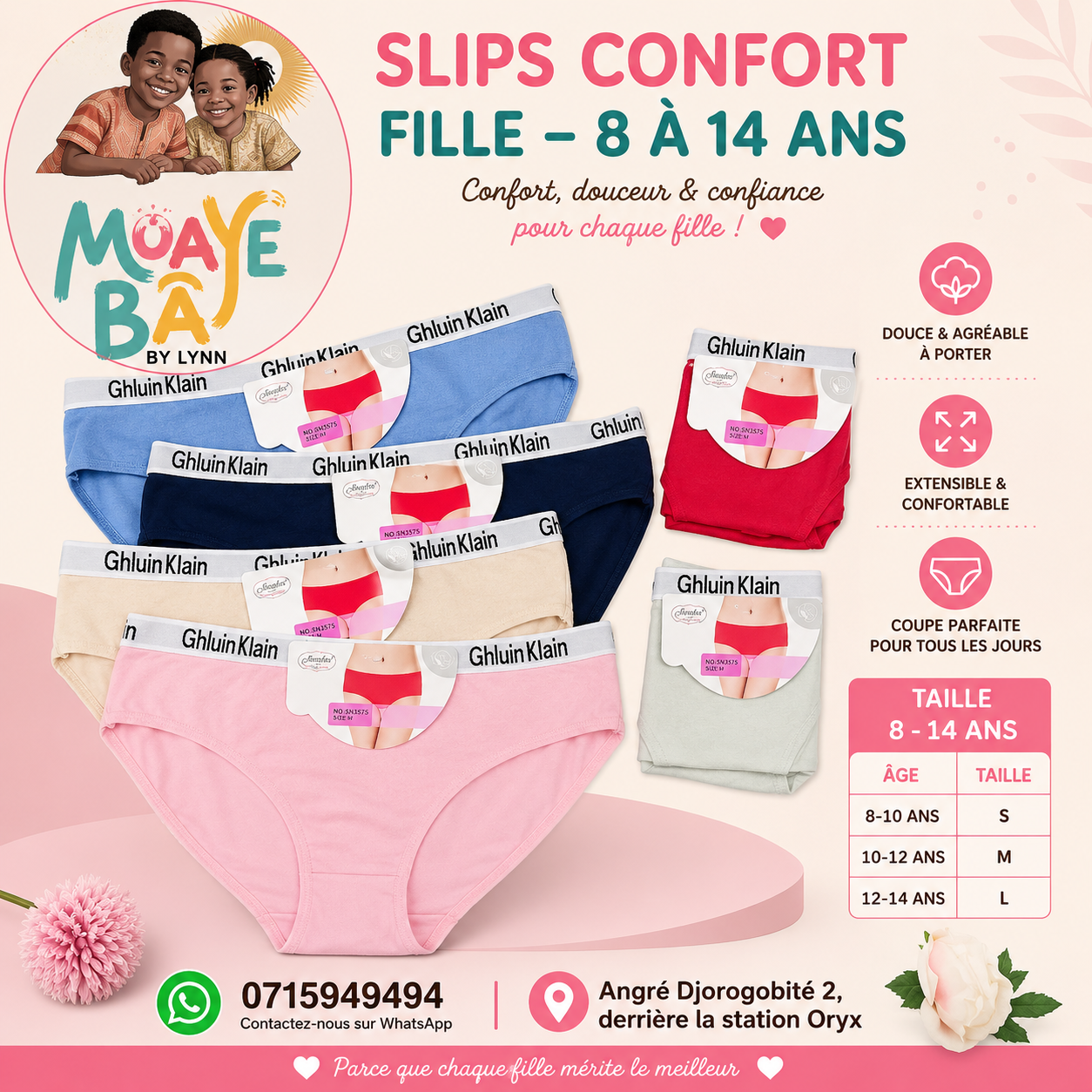 Slips Confort Fille – 8 à 14 ans |   REF SN3575