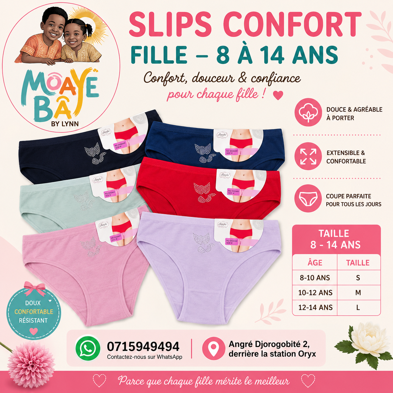 Slips Confort Fille – 8 à 14 Ans |    REF SN50400