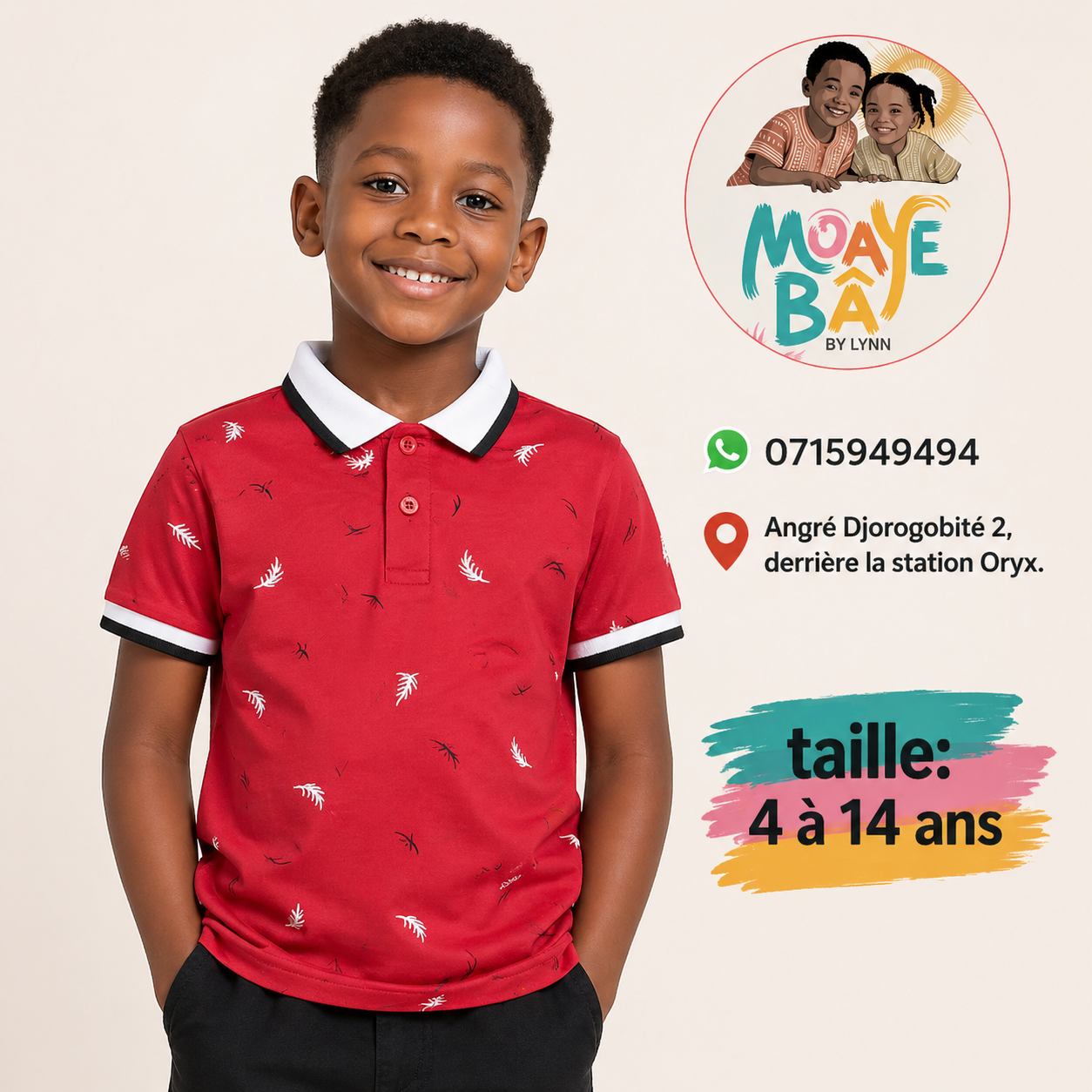 Polo Imprimé Garçon – Collection Tropicale (4 à 14 ans)