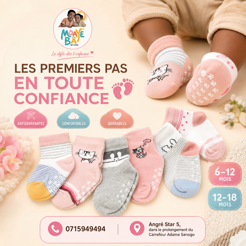 Lot de 3 paires de chaussettes bébé antidérapantes GH-1201