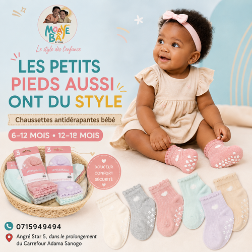 Chaussettes antidérapantes bébé GH-1201, lot de 3 paires