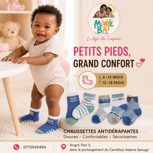 Bébé portant des chaussettes antidérapantes, lot de 3 paires