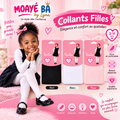 Collants fille E60 pour 3 à 11 ans, présentés en noir, blanc et rose.