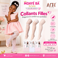 Collants fille ACTE à motifs délicats, référence E82, présentés avec une robe rose.
