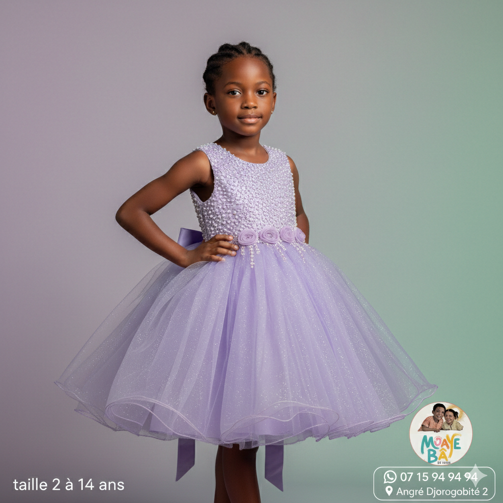 Robe de Cérémonie Fille Perlée - Tulle et Perles