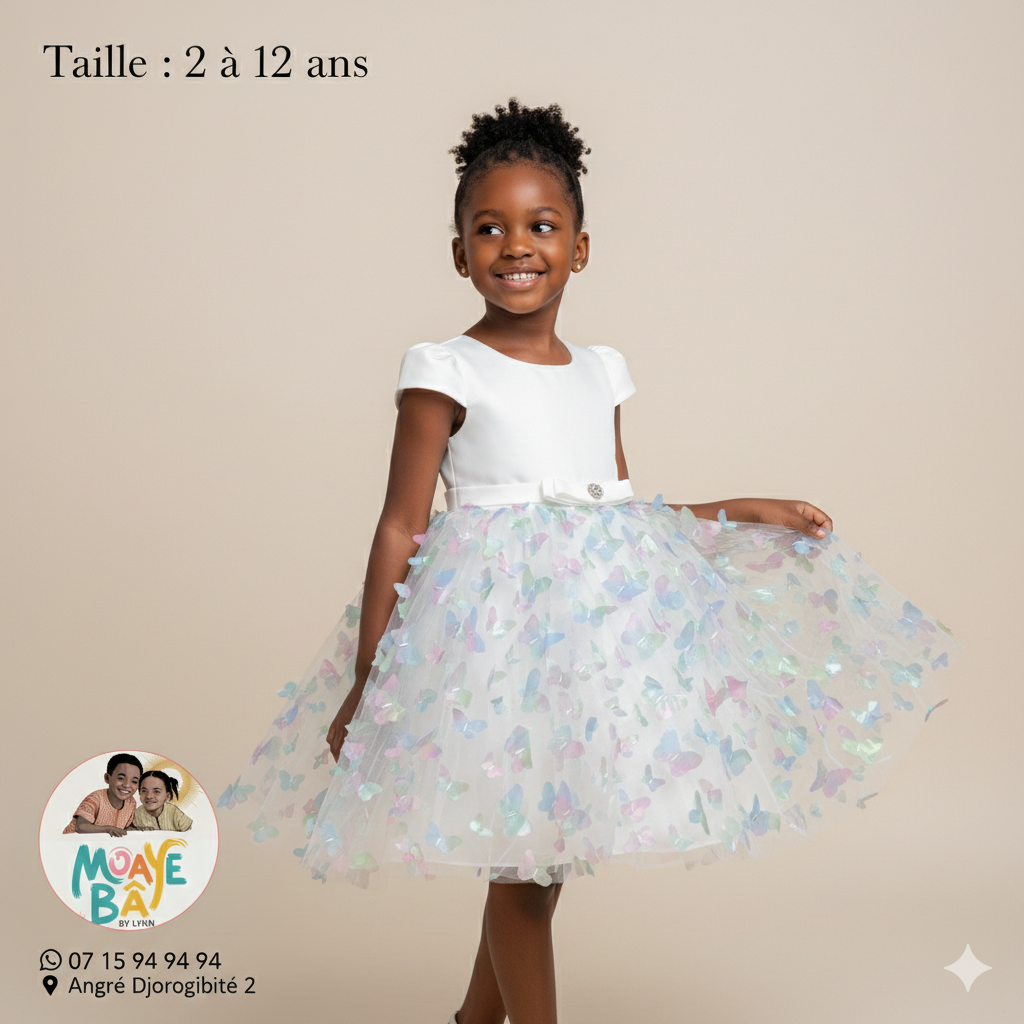Robe de Cérémonie Papillons Pastel - Fille 2 à 12 ans