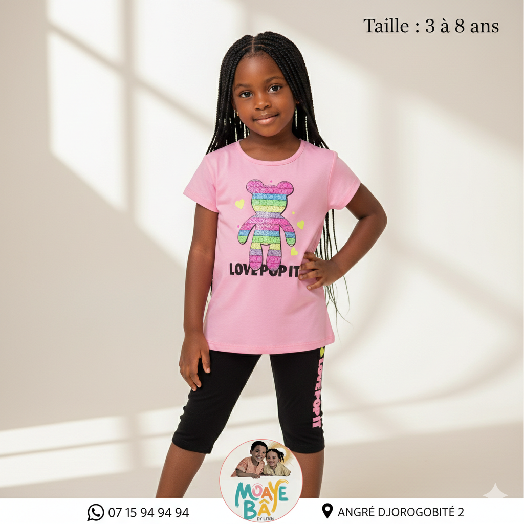 Ensemble Fille LOVE POP IT - T-shirt et Legging (3-8 ans)
