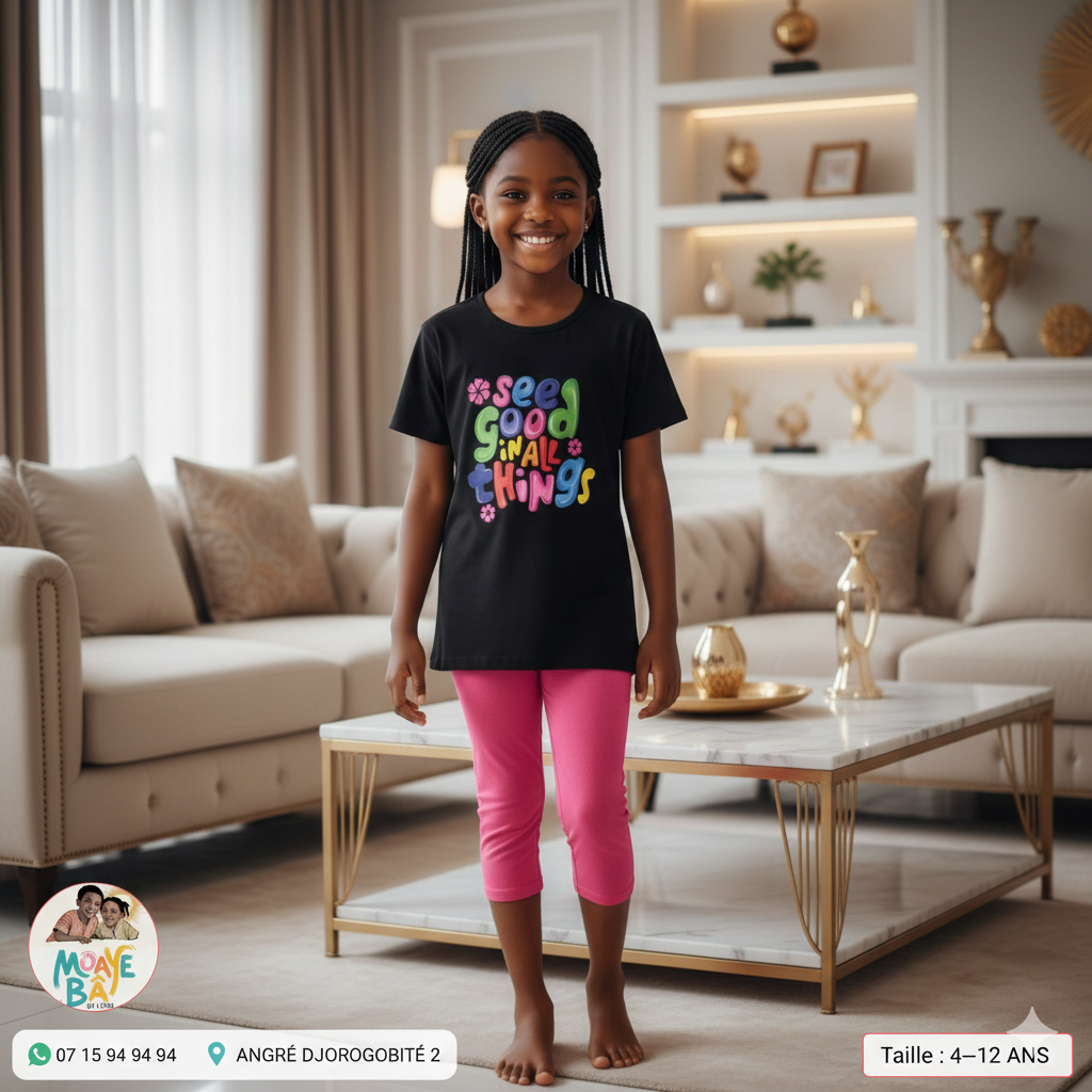 Ensemble T-shirt "See Good in All Things" et Legging - Fille 4-12 ans